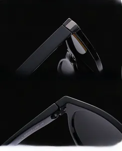 Detailed macro view of black polarized sunglasses hinge and frame specs 50-22-140