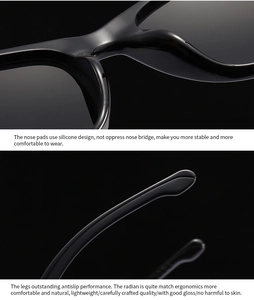 Detail of comfortable silicone nose pads and ergonomic anti-slip temples on black sunglasses