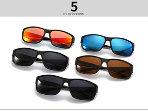 Détail montrant cinq couleurs de verres pour lunettes de soleil de sport polarisées