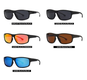 Collection de lunettes de soleil sport polarisées avec montures noires et verres colorés