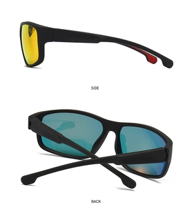 Détail des lunettes de soleil polarisées avec verres à revêtement orange et bleu-vert