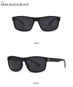 Front- und Seitenansicht der quadratischen, matt-schwarzen Polarisations-Sonnenbrille