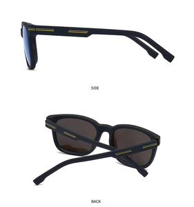 Detailansicht der polarisierten Sonnenbrille mit markantem gelbem und grünem Streifen