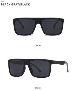Front and 45-degree angle view of flat top square sunglasses in matte black finish