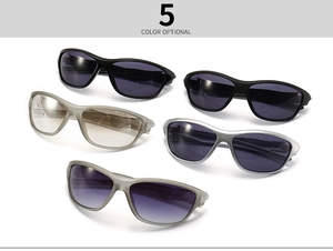 Detailed display of sports sunglasses in five color options with streamlined frames