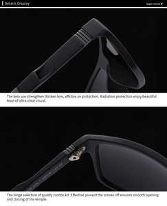 Detail view of reinforced metal hinge and matte frame specifications for polarized sunglasses