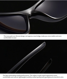Detail of ergonomic silicone nose pads and anti-slip temples on sport sunglasses