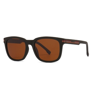 Klassische schwarze quadratische Polarisierte TR-Sonnenbrille für Herren mit Streifenbügel