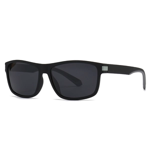 Klassische polarisierte quadratische Herren-Sonnenbrille mit matt schwarzem Rahmen