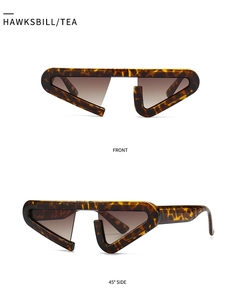 Front and 45-degree side view of tortoiseshell cat eye sunglasses with tea gradient lenses
