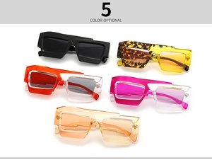 Collection de lunettes de soleil polygonales en cinq couleurs dont noir léopard et translucide