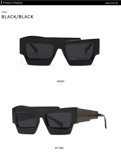 Vues de face et de profil à 45 degrés des lunettes de soleil noires géométriques