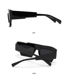 Vue de côté et arrière des lunettes de soleil noires avec branches larges