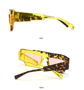 Vue latérale et arrière des lunettes de soleil géométriques bicolores et écaille de tortue