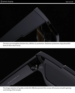 Détail des lunettes S2124 avec verres de protection UV et charnières renforcées durables