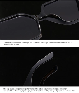 Close-up of ergonomic nose pads and curved temples on high-gloss cat eye sunglasses