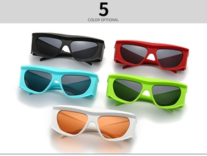 Five colors of stylish oversized cycling sunglasses with sporty frames and tinted lenses