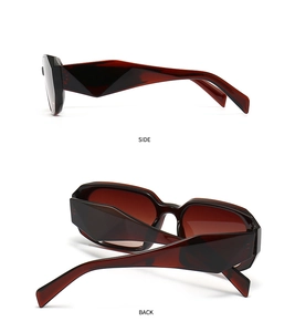 Detail view showing side and back of tortoiseshell square frame retro sunglasses