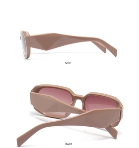 Detailed side and back view of retro square sunglasses with geometric temple design