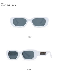 Vues détaillées des lunettes de soleil carrées blanches avec motifs papillon colorés