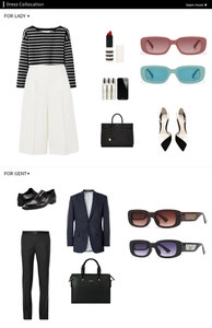 Vue à plat de lunettes de soleil tendance avec tenue élégante et accessoires de luxe