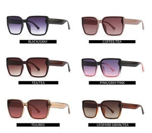 Collage of multi-color oversized polygonal sunglasses with gradient lenses