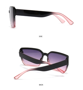 Detail view showing the side and back of stylish gradient frame oversized sunglasses