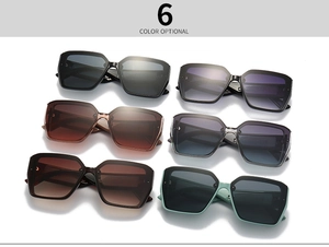 Detailed grid of oversized square sunglasses showing six distinct trendy frame color options