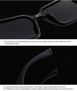 Detail view of ergonomic silicone nose pads and anti-slip temples on black sunglasses