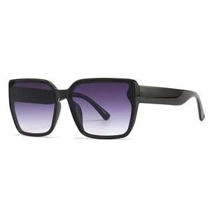 Modern oversized square sunglasses with black frame and purple gradient lenses