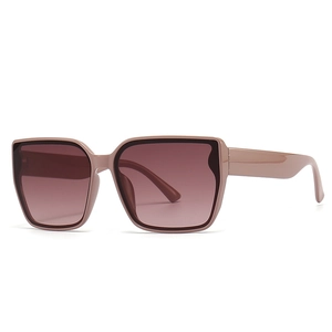 Modern polygonal oversized sunglasses in nude pink with gradient lenses for women