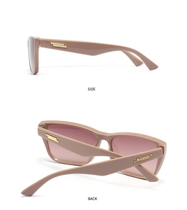 Vues de côté et de dos de lunettes œil de chat beige avec détails en métal doré