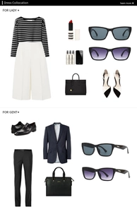 Mise à plat de lunettes de soleil œil-de-chat avec tenues et accessoires de mode modernes