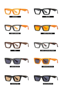 Muestra detallada de gafas de sol retro ojo de gato en diez variaciones de color