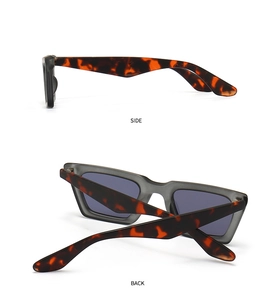 Vista lateral y posterior de gafas de sol de ojo de gato con patillas de carey