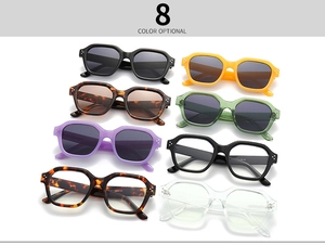 Vue détaillée de 8 couleurs de lunettes de soleil tendance à monture épaisse polygonale