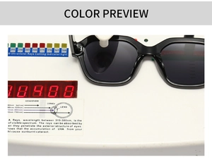 Test de protection UV montrant des lunettes de soleil noires épaisses et irrégulières