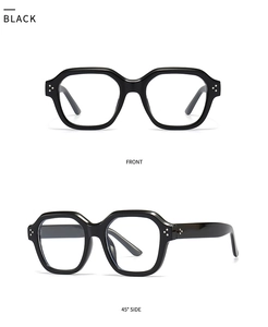 Vue détaillée de lunettes géométriques avec des rivets triples argentés élégants