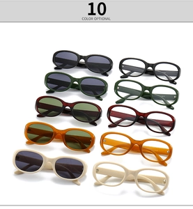 Detailed collection of retro oval sunglasses and clear frames in ten vibrant colors
