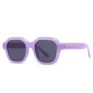 Lunettes de Soleil Polygone Irrégulier Tendance Rétro Grande Monture Lentille PC UV400 Lunettes de Soleil avec Rivets Métalliques