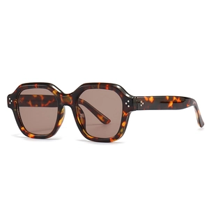 Lunettes de soleil rétro en écaille avec rivets argentés à trois points décoratifs