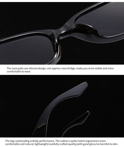 Detail view of smooth black frame with silicone nose pads and ergonomic anti-slip temples