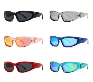 Vue détaillée de six couleurs de lunettes de soleil de sport rétro à monture large