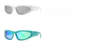 Trois paires de lunettes de soleil ovales rétro en blanc, jaune et vert style Y2K
