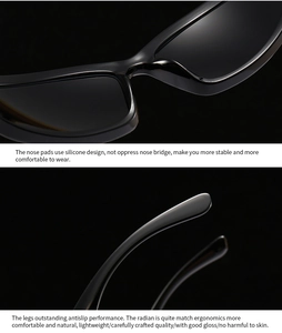 Détails des plaquettes nasales en silicone et des branches brillantes de ces lunettes