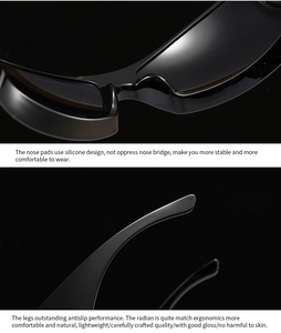 Detail of soft silicone nose pads and ergonomic temples on black sports sunglasses