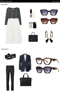 Flat lay showing retro square sunglasses styled with elegant outfits for men and women