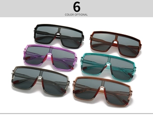 Matrix display of oversized shield sunglasses in six distinct colors with PC frames