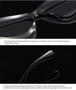 Macro detail of ergonomic silicone nose pads and non-slip temples on black sunglasses