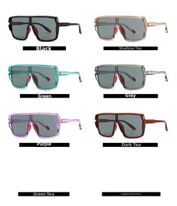 Detailed collection of six-color pilot sunglasses with flat top frames in a 2x3 grid layout